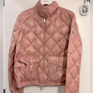 Moncler Quilted Puffer Jacket in Dusty Rose